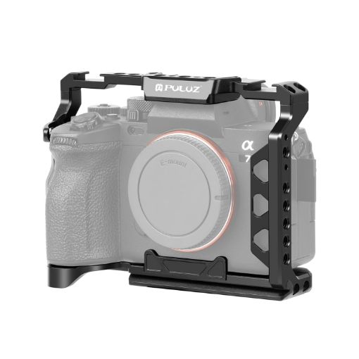 PULUZ Metal Camera Cage Stabilizer Rig for Sony A7 IV - Black - 1