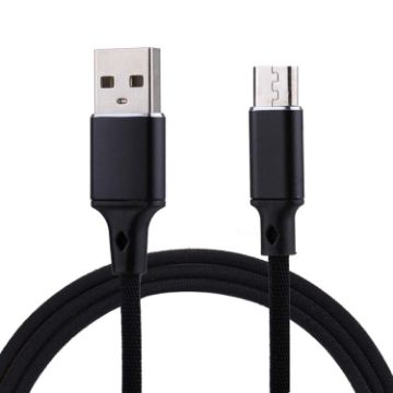 Picture of 1m 2A USB to Micro USB Nylon Weave Data Sync Charging Cable for Samsung, Huawei, Xiaomi, HTC, LG, Sony, Lenovo & More (Black)