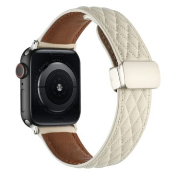 Apple Watch SE 2023 44mm Leather Watch Band - Creamy White - 1