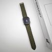 Picture of For Apple Watch Series 2 42mm Rhombus Pattern Magnetic Folding Buckle Leather Watch Band (Army Green)