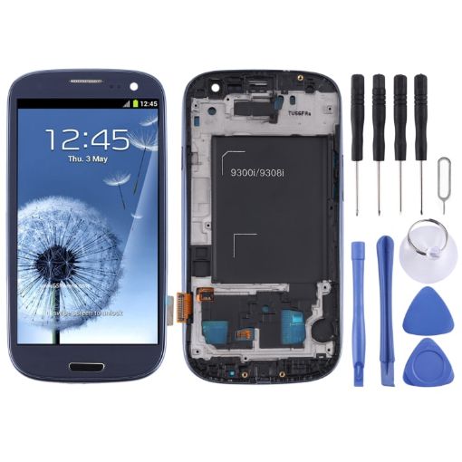 Samsung Galaxy SIII/i9300 AMOLED LCD Screen Digitizer Full Assembly Blue - 1