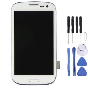 LCD Display + Touch Panel with Frame for Galaxy SIII LTE/i9305 (White) - 1
