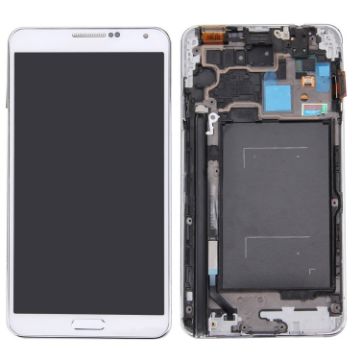 LCD Display + Touch Panel w/ Frame for Galaxy Note III - White - 1