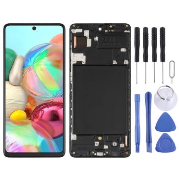 Samsung Galaxy A71 Super AMOLED LCD Screen with Frame - Black - 1