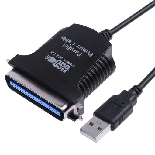 USB to Parallel Printer Adapter Cable, 1m Length - Black - 1