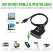 USB to Parallel Printer Adapter Cable, 1m Length - Black - 3