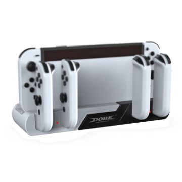 DOBE TNS-0122 Gamepad Charging Dock for Switch OLED - White Black - 1