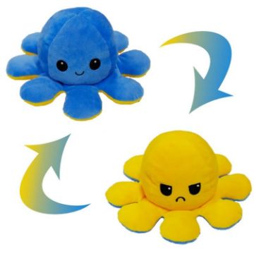 Flipped Octopus Doll Plush Toy (Yellow+Blue) - 1