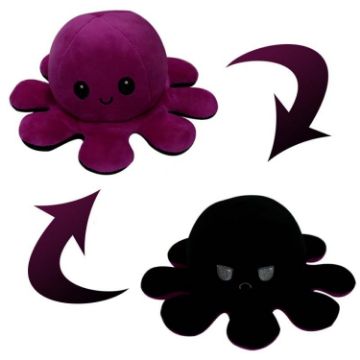 Flipped Octopus Doll Plush Toy (Purple+Black) - 1