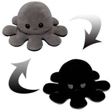 Flipped Octopus Doll Plush Toy (Gray + Black) - 1