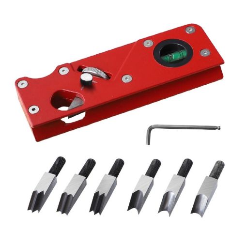 Woodworking Hand Planer, Red Color, Adjustable Depth, 6 Blades - 1