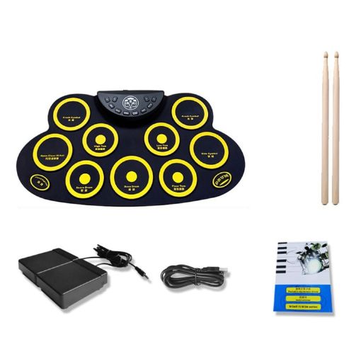 Children Hand Roll Electronic Drum DTX Game Portable Drum Yellow - 1