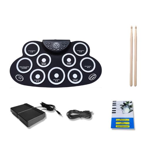 Children Hand Roll Electronic Drum DTX Game Portable Drum White - 1