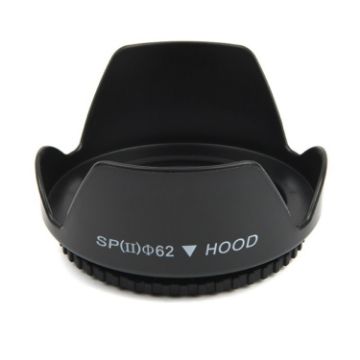 62mm Lens Hood for Cameras - Screw Mount - Black - 1