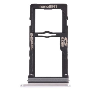 Nano SIM Card Tray + Micro SD Card Tray for LG G8S ThinQ - Silver - 1