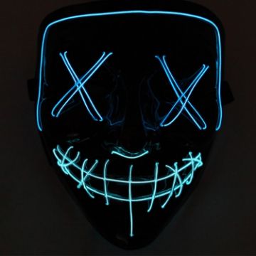 LED Halloween Festival Party X Face Seam Mouth Mask Blue+Ice Blue - 1