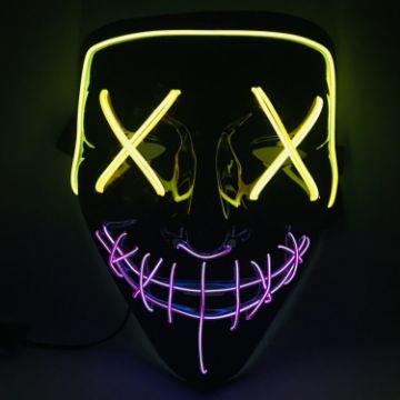 LED Halloween Festival Party X Face Seam Mouth Mask Yellow Purple - 1