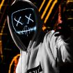 LED Halloween Festival Party X Face Seam Mouth Mask Purple Blue - 5