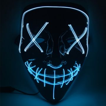 LED Halloween Festival Party X Face Seam Mouth Mask White Blue - 1