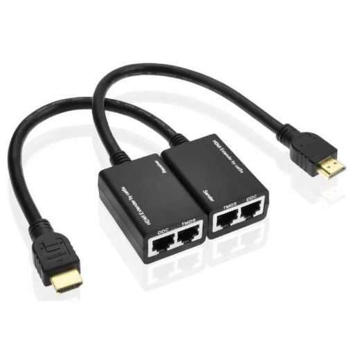 HDMI Extender by Cat5e/6 LAN Cable 30M/1080P - Black - 1
