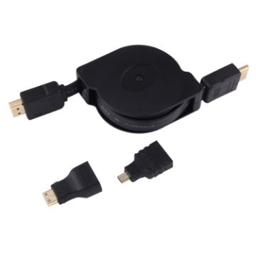 1m HDMI Male to HDMI Male Retractable Cable with Adapters - 1