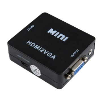 HOWEI HW-2109 Mini HDMI to VGA Converter - Black - 1