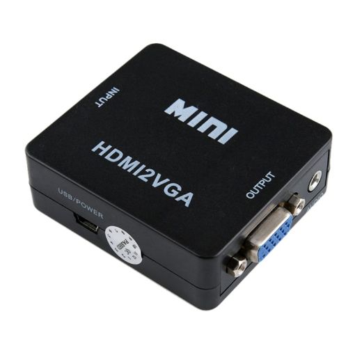 HOWEI HW-2109 Mini HDMI to VGA Converter - Black - 1