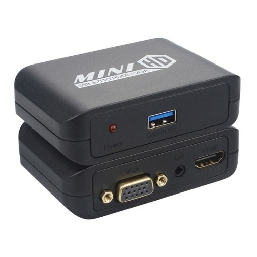 USB3.0 to HDMI+VGA Adapter - Fast Data Transfer - Dual Display Support - 1