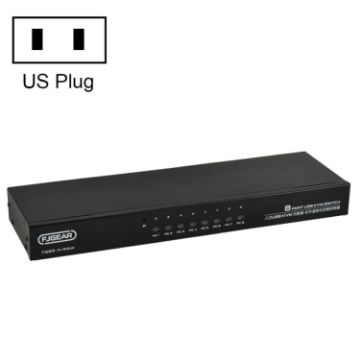 FJGEAR FJ-810UK USB KVM Switcher - 8 In 1 Out - US Plug - Black - 1