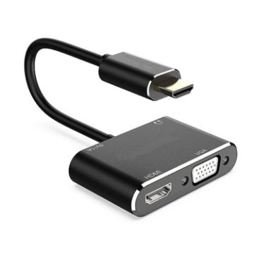 JUNSUNMAY 1080P HDMI to HDMI + VGA Converter Adapter - 1