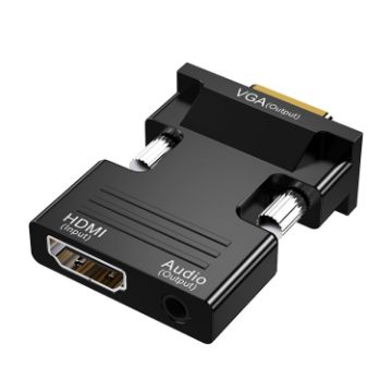 HDMI Female to VGA Male Adapter with Audio - Black - 1
