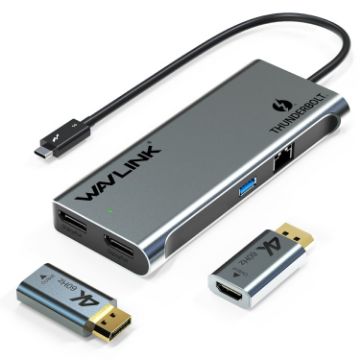 WAVLINK Thunderbolt 3 Dual 4K Mini Docking Station - 2 DP to HD Adapters - 1