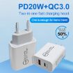 TCS-20WACA 20W PD Type-C + QC 3.0 Fast Charging Travel Charger + Cable - 3