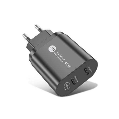 40W Dual Port PD USB-C Fast Charger for iPhone/iPad - EU Plug - 1