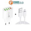 QC-04 QC3.0 Multi-ports Charger with 3A USB Cable, EU Plug - 3