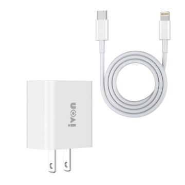 IVON AD48 18W PD Fast Charger + USB-C to 8 Pin Data Cable Set - 1