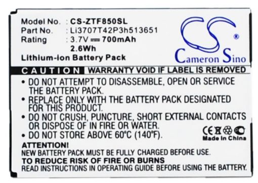 Zte F851 F850 F256 F252 Battery (Li3707T42P3h513651) - 1
