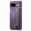 Google Pixel 6 Retro Leather Zipper Wallet Back Phone Case - Purple - 2