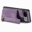 Google Pixel 6 Retro Leather Zipper Wallet Back Phone Case - Purple - 3