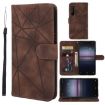 Sony Xperia 1 II Brown Leather Phone Case - Geometric Lines - 1