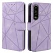 Sony Xperia 1 III Purple Leather Phone Case - Geometric Lines - 2