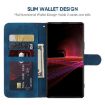 Sony Xperia 1 III Blue Leather Phone Case - Geometric Lines - 3
