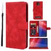 Motorola Moto Z4 Red Leather Phone Case - Geometric Lines - 2