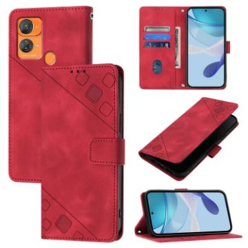 Oukitel C33 Red Leather Phone Case - Skin Feel Embossed - 1