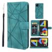 Green Leather Phone Case for Google Pixel 4a 4G - Geometric Lines - 1
