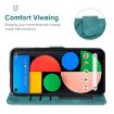 Green Leather Phone Case for Google Pixel 5 - Geometric Lines Skin Feel - 4
