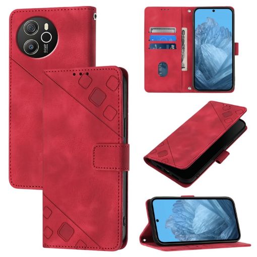Blackview Shark 8 Red Leather Phone Case - Embossed Skin Feel - 1