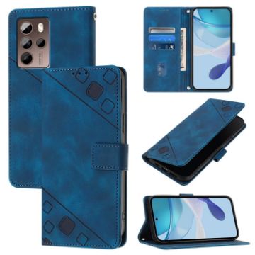 HTC U24 Pro Blue Leather Phone Case - Skin Feel Embossed - 1