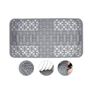Silicone Sink Mat Cuttable Kitchen Cabinet Mat Grey - 1