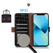 iPhone 16 Crocodile Top Layer Cowhide Leather Phone Case - Black - 5